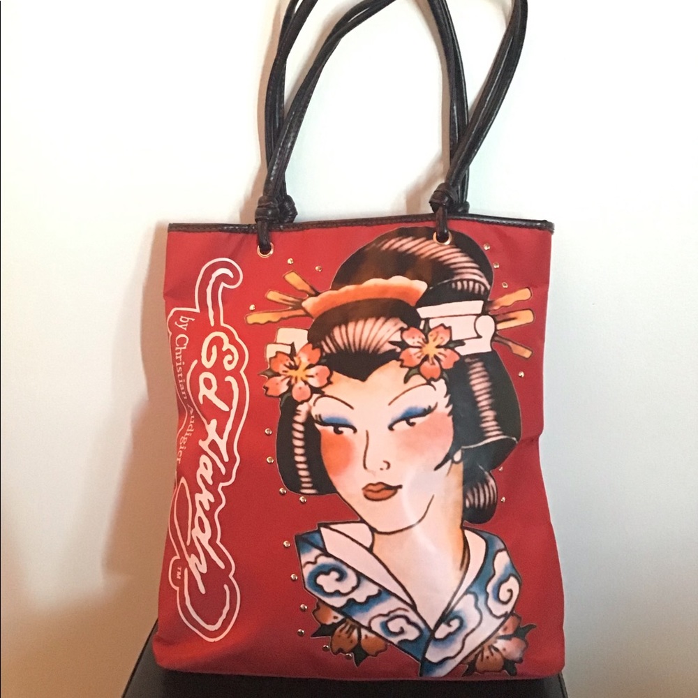 Ed Hardy Red Geisha Tote Bag Christian Audigier